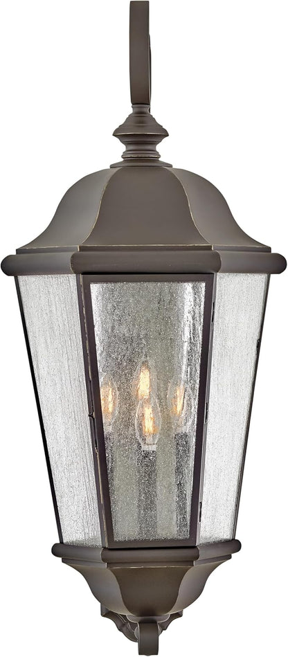 Hinkley Edgewater Outdoor Extra Large Wall Mount Lantern - Clear Seedy Glass, Aluminum - Oil Rubbed Bronze Finish