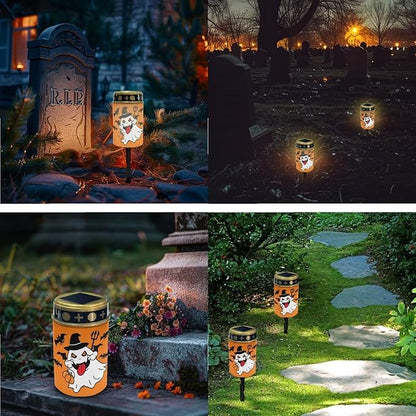 Halloween Solar Lights Outdoor Waterproof 2 Pcs Cemetery Solar Lights Solar Lights for Cemetery Gravesite Solar Angels for Cemetery Grave