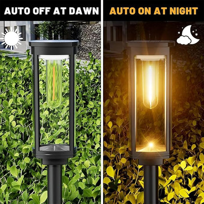 BRRNOO 8pcs Solar Pathway Lights, Outdoor Solar , Lawn Lights with Ground Spike for Gardens Patios Pathways IP65 Warm White