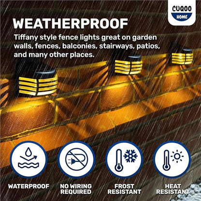 QUQUQ Solar Pathway Lights Slatted Solar Wall Lights Outdoor LED Waterproof Yard Patio Decor