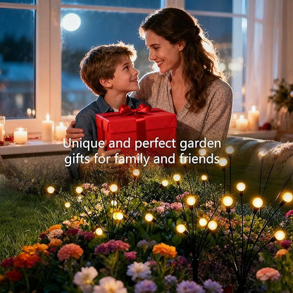 Solar Lights Outdoor Waterproof,2 Pack 16LED Solar Swaying Lights,Firefly Lights for Yard Patio Pathway Decoration,Unique Gardening Gifts for Women Holiday