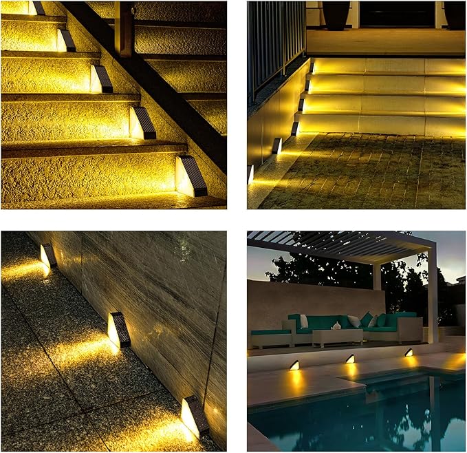 6 Pack Solar Stair Lights, Solar Step Lights Outdoor Waterproof IP65, LED Outdoor Step Light Decor for Garden | Lumora