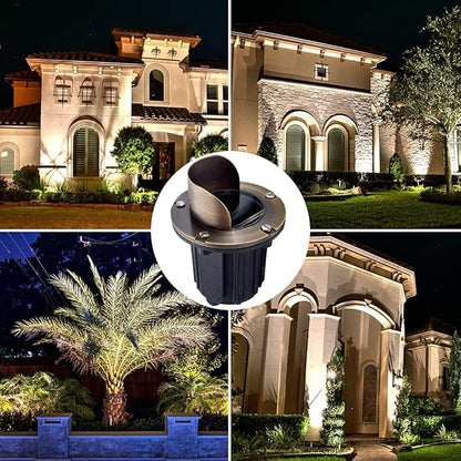 LED Spot Lights Outdoor Landscape Lighting Well Lights 174 - Solid Brass In Ground Light with 7W LED Bulb Security Landscape for Bright Long Lasting Home Garden Patio Pool Area Deck Lighting