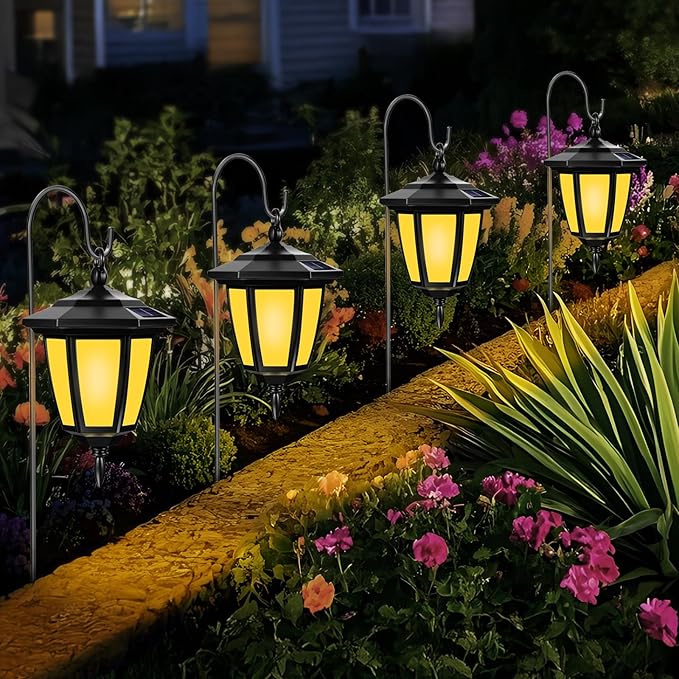 Viewsun 34 Inch Solar Hanging Lights, Shepherd Hook Lights with 4 Lighting Modes Waterproof Outdoor Decorative | Lumora