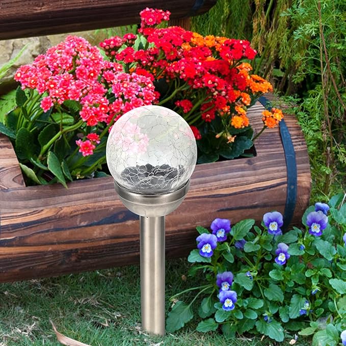 Solar Crack Ball Light LED Garden Globe Solar Lights Outdoor Waterproof Landscape Path Lighting for Patio Lawn Yard | Lumora