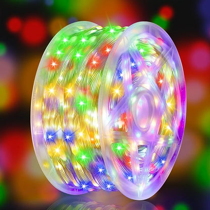 328FT 1000LED Christmas Lights Outdoor, Outdoor Transparent Wire Christmas Tree Lights with 8 Modes Waterproof, Plug in String Light for Outside Indoor Xmas Tree House Holiday Wedding Party Decor