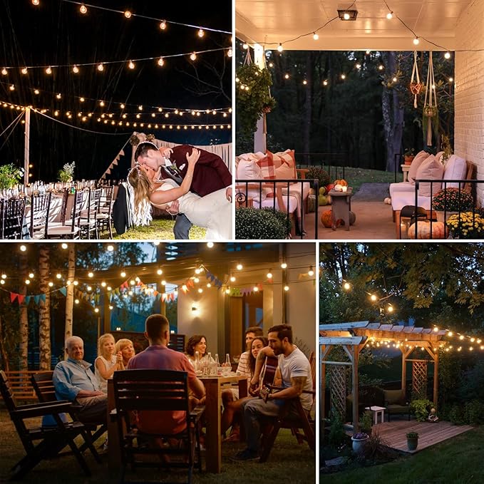 100FT LED Outdoor String Lights Patio Lights with 37 Shatterproof G40 Vintage Edison Bulbs, Outside Hanging Lights | Lumora