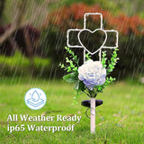 16 Inch Solar Cross Garden Stake Lights with 1 Artificial Flower Metal Garden Art for Patio Lawn Garden Decor Solar | Lumora