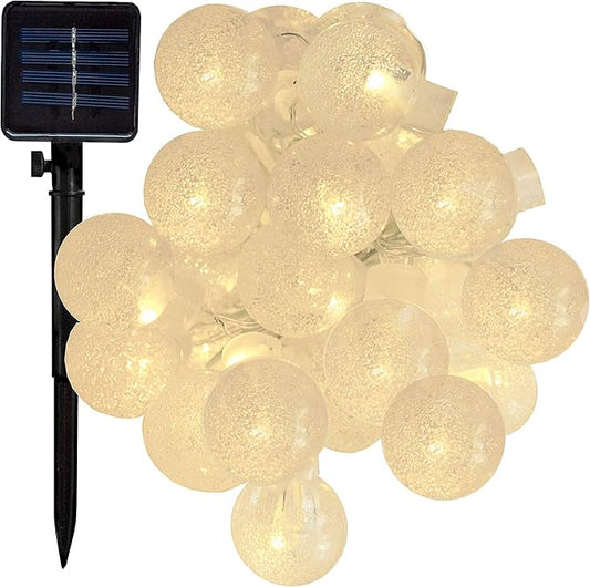Hometown Evolution, Inc. Solar Powered Air Bubble String Lights - 30 LED Warm White, 8 Modes, Outdoor Waterproof for Gardens, Patios, Yards, Home, Parties and More