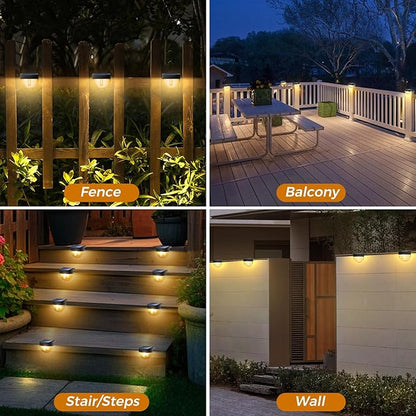 btfarm 16 Pack Solar Deck Lights Outdoor Waterproof, Retro LED Patio Lights Solar Powered, Solar Fence Light for Outside Railing Porch Steps Garden Post Decor, Warm White