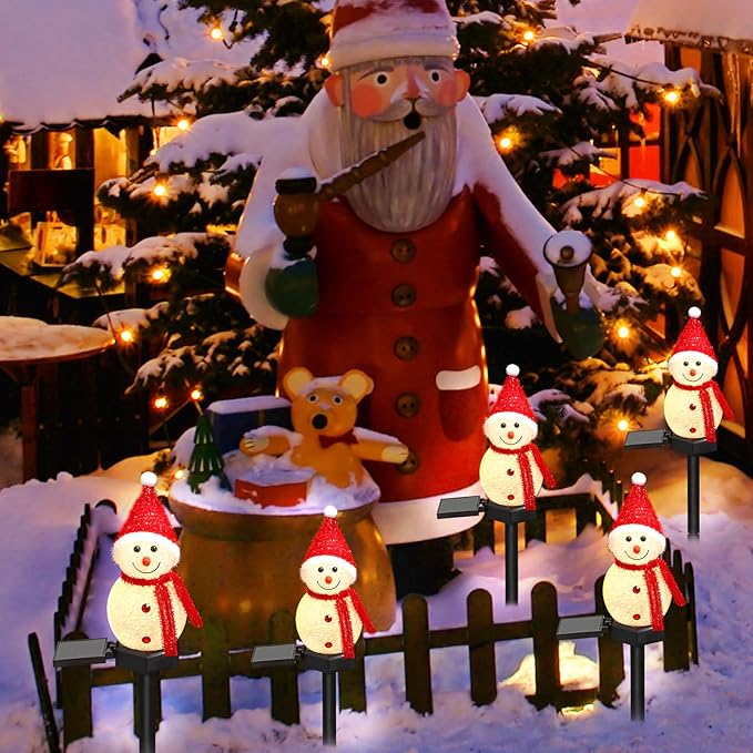 Solar Christmas Pathway Light，Set of 4 Solar Snowman Lights Waterproof Outdoor Christmas Decorations for Xmas | Lumora