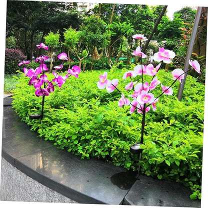 Mipcase 2pcs Orchid Shape Solar Garden Lights Outdoor Solar Pathway Lamp for Driveways Walkways Yards Energy Saving Easy to Install Purple Decorative Landscape Lighting