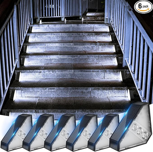 echosari 6 Pack Solar Step Lights for Outside, Ultra Bright Outdoor Stair Lights Auto ON/Off, 2835SMD LEDs Outdoor | Lumora