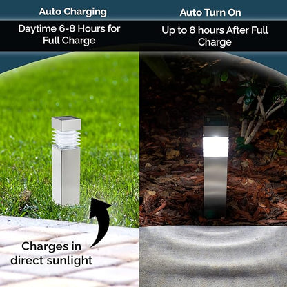 Morvat Solar Pathway Lights - 8-Pack Auto On/Off LED Solar Powered Outdoor Waterproof Landscape Lights, for Garden, Yard, Lawn, Patio, Walkway, Driveway, Pathway & Lighting, Dusk to Dawn - Square