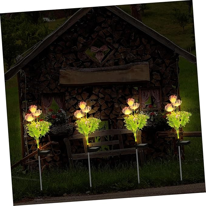 4Pcs Solar Garden Lights Outdoor Solar Powered Lights Sturdy Decor for Garden Pathway Automatic Charging Day Night Brightness