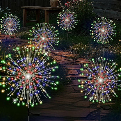 ALSO GO Solar Garden Lights Outdoor Waterproof, 6 Pack 720 LED Solar Firework Lights, Decorative Garden Décor Outside for Flowerbed Pathway Party Christmas Decoration, Multicolor