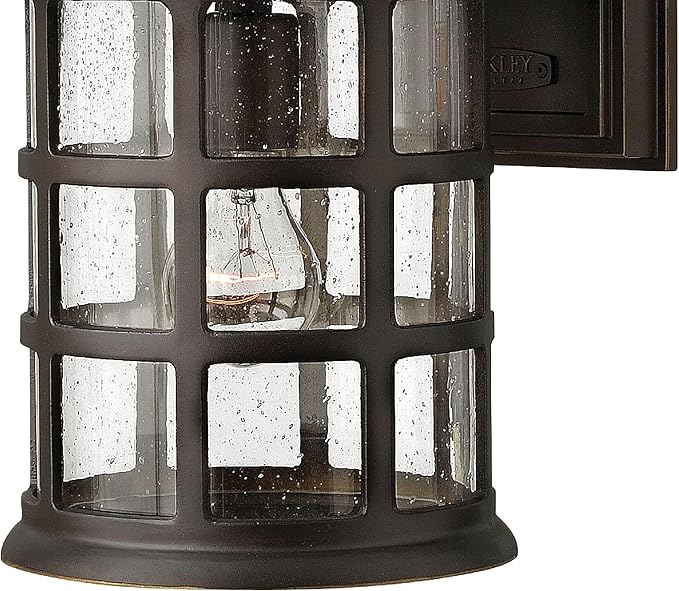 Hinkley Freeport 10" Wall Mount Outdoor Lantern - Aluminum, New England Design, Clear Seedy Glass - Oil Rubbed Bronze Finish