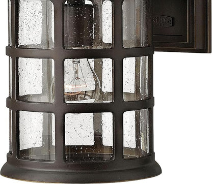 Hinkley Freeport 10" Wall Mount Outdoor Lantern - Aluminum, New England Design, Clear Seedy Glass - Oil Rubbed Bronze Finish