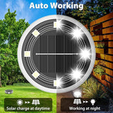 nipify 8 Pack Solar Ground Lights Outdoor, 8 LED Solar Lights Outdoor Waterproof Flat Solar Pathway Lights for Yard | Lumora