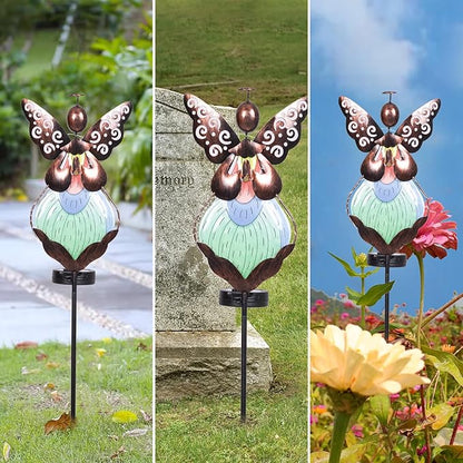 HUYIENO Solar Angel Garden Stake Lights 38inch Colored-Painted Outdoor Waterproof Memorial Garden Decor 2 Lighting Modes Cemetery Decorations for Grave for Remembrance Gifts & Sympathy Gifts Dress