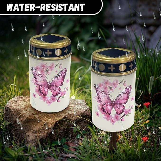 Pink Butterfly Outdoor Solar Lights LED Lantern Solar Garden Stake Lights Solar Powered Fairy Lights for Outside | Lumora