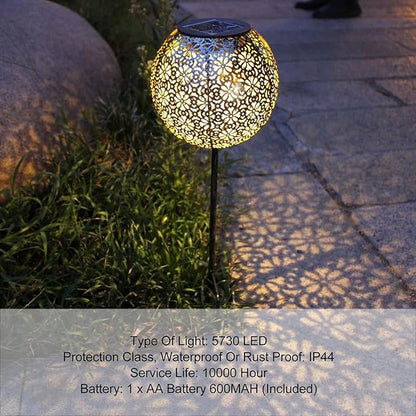 JEOZBM Solar Pathway Lights Decorative, Outdoor LED Solar Powered Landscape Lights, Metal Hollow Design Garden Lights for Lawn Patio Backyard