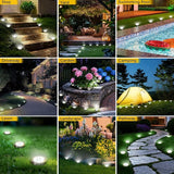 10 Pack Solar Ground Lights Outdoor, 8 LED Mini Flat Solar Disk Lights, IP65 Waterproof Anti-Rust Disc Light | Lumora