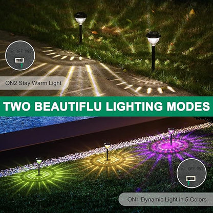 Solar Color Changing Lights Waterproof IP67 - LED Outdoor Pathway Lighting Decorative Garden Landscape Path Lights Ground Spotlights Warm Light LED Luce Solares for Street Walkway Sidewalk 2pcs