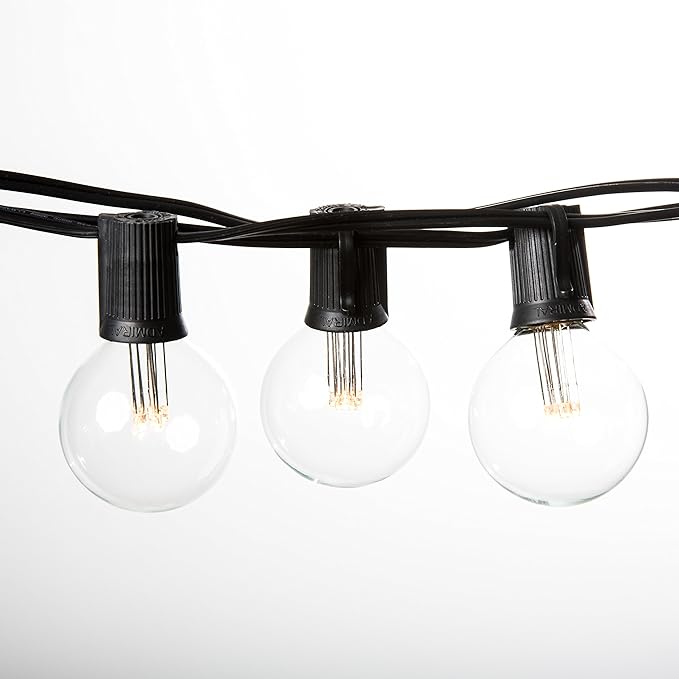 Hometown Evolution, Inc. 100 Foot G50 LED String Lights (LED G50 2 Inch 0.6 Watt Bulbs - Black Wire) for Patio | Lumora