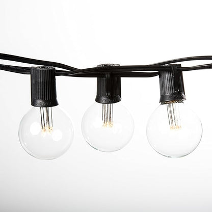 Hometown Evolution, Inc. 100 Foot G50 LED String Lights (LED G50 2 Inch 0.6 Watt Bulbs - Black Wire) for Patio, Bistro, Deck, Pergola, Party and Wedding Lighting