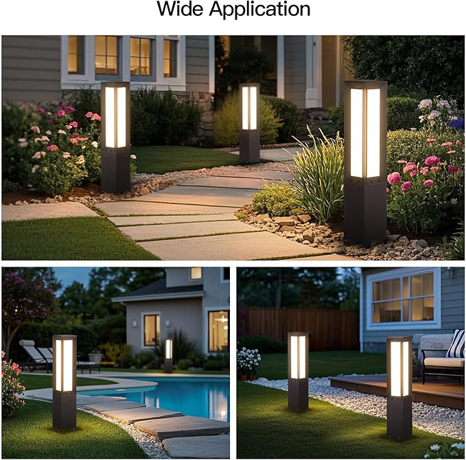 Solar Pathway Lights Outdoor, 31.5" Landscape Path Lights, IP65 Waterproof Bollard Light Outdoor, 3000K Solar Lamp Path Light, Modern Commercial Pathway Lighting for Walkway Driveway Garden Patio