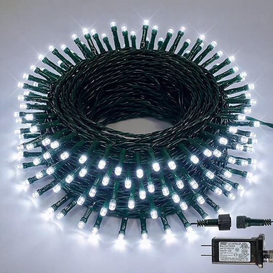 Hopolon String Lights Indoor Outdoor, 33 FT 100 LED Connectable Green Wire Twinkle Fairy Lights, Plug in Christmas Light Waterproof for Wedding Party Patio Spring Decor (Cool White)