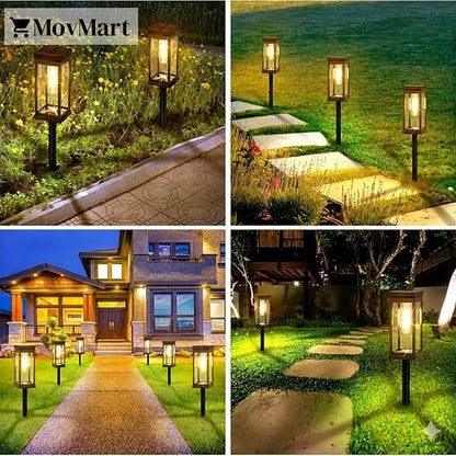 Solar Pathway Lights Outdoor, 4 Pack Solar Powered Garden Lights Waterproof IP65, Auto On/Off Outdoor Light for Lawn Patio Walkway Driveway Decor Landscape Lighting