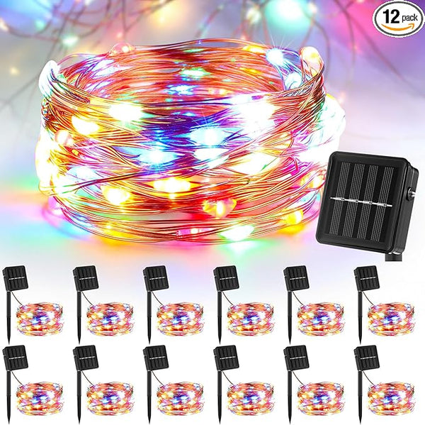 12 Pcs Solar String Lights Solar Mini Teeny Tiny Fairy Firefly Twinkle Light Waterproof 16ft 50 LEDs Garden String | Lumora