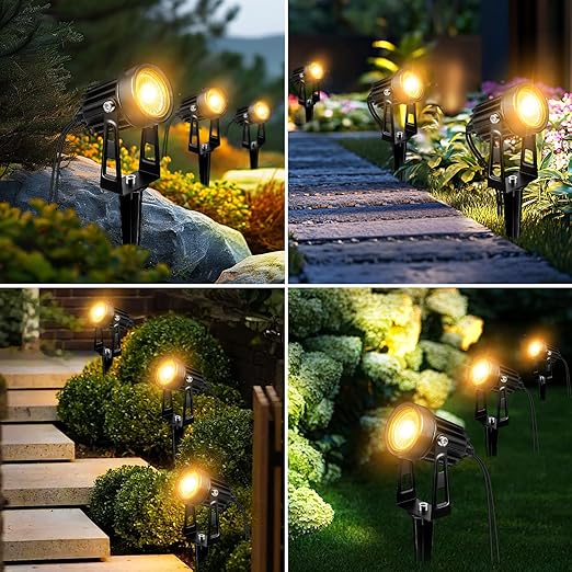 YGS-Tech All-in-One Low Voltage Landscape Lighting Kit, 8-Pack Landscape Lights with Transformer, 3000K 24V LED Landscape Lights with 70FT Wire, Waterproof Outdoor Spotlights for Yard Garden Pathway