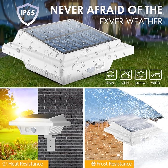 UniqueFire Solar Lights Outdoor, 40 LEDs, Motion Sensor, Wall Mount, White, Cool White, 4 Pack