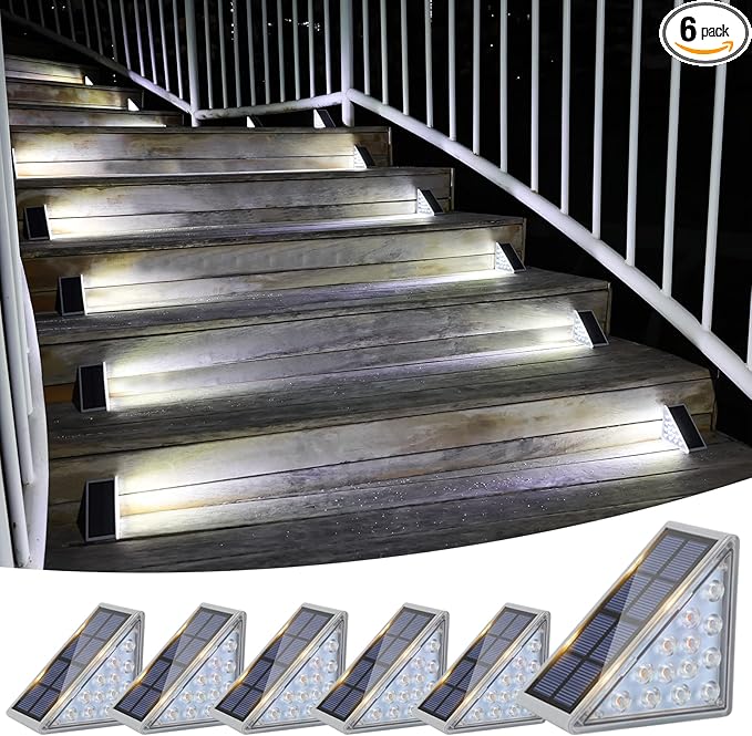 VOLISUN Solar Stair Lights 6 Pack, Solar Step Lights Waterproof IP67, Outdoor Step Light with 13 LEDs, Outdoor | Lumora