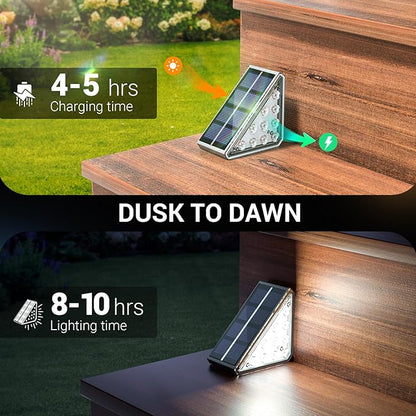 NIORSUN Solar Step Lights for Outside,6 Pack Solar Stair Lights Outdoor Waterproof IP67 Auto On Off,Solar Lights for Steps,Stair,Patio,Yard,Porch,Front Door,Sidewalk,Deck Decor,Cool White