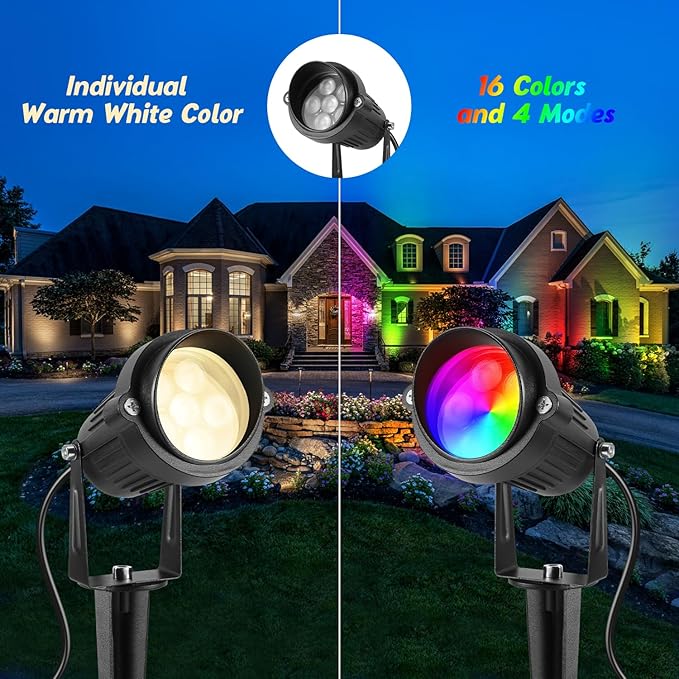 Junview Christmas RGB Color Changing Low Voltage Landscape Lights LED Landscape Lighting Remote Control Outdoor | Lumora