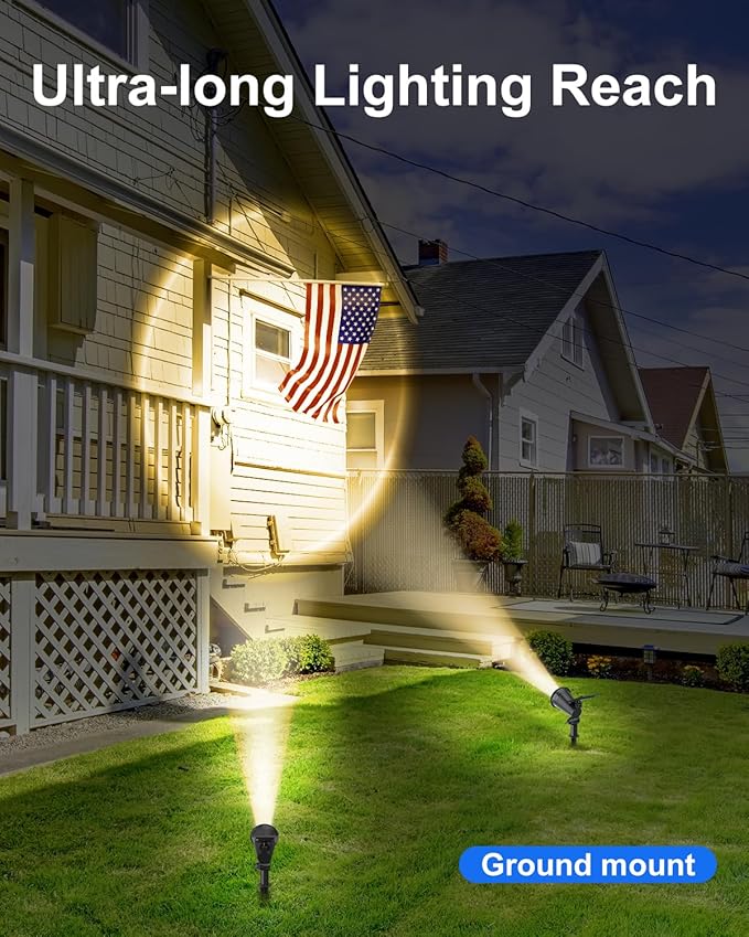 Solar Powered Spotlights Outdoor Waterproof Sunset Spot LED Lights Ultra Bright for Tree, Flag, Lawn, Statue, Pool, Garden, House, Wall, Yard, Path Outdoor Landscape Uplighting 4 Pack Warm White