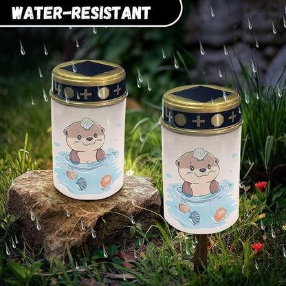Cute Otter Solar Stake Lights, Outdoor Garden Lights,Cemetery Decorations for Grave,Memorial Gifts for Mother,Yard Lawn Garden Patio Christmas Decor