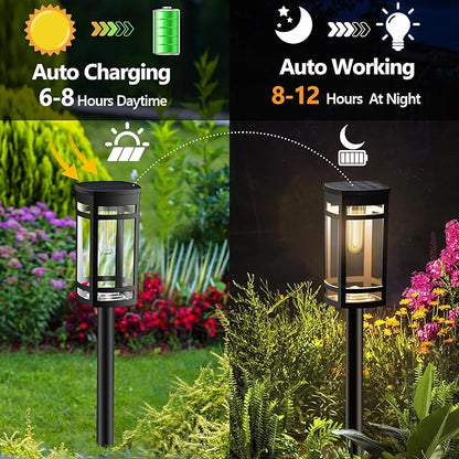 EXCMARK 2 Pack Solar Lights Outdoor Waterproof for Garden Pathway Walkway Driveway Yard Lawn Decorative Landscape Lighting. (Warm White Light,2)
