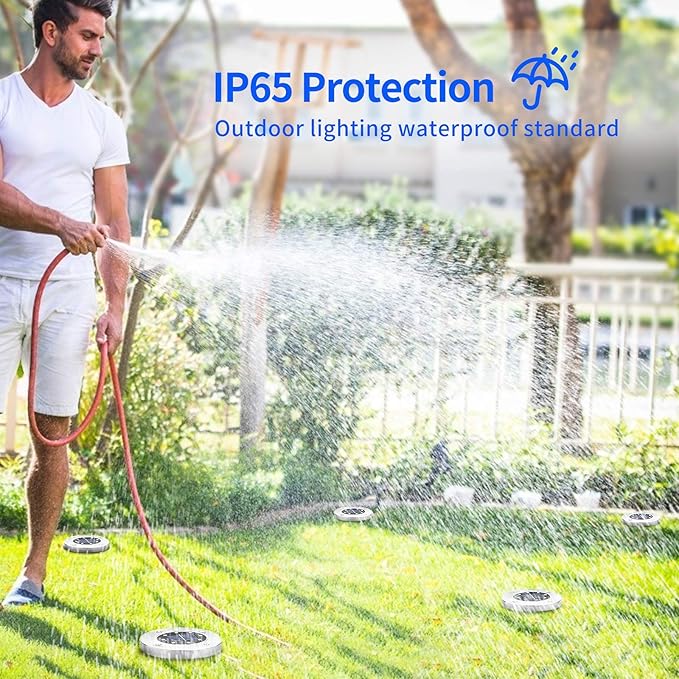 Aogist 12 Pack Solar Disk Lights - 8 LED In-Ground Outdoor Landscape Lights for Pathway, Yard, Walkway, Patio, Lawn | Lumora