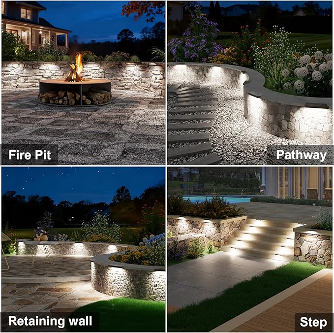 VOLISUN 7 Inch Retaining Wall Lights, IP67 Waterproof Hardscape Lighting, Cuttable Low Voltage Lighting, 12V Paver Lights, 2.8W Outdoor Step Landscape Lights, 5000K Daylight (12 Pack)