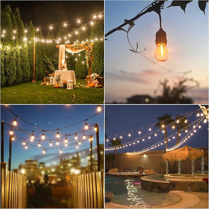 ZJOJO Solar String Lights Outdoor Waterproof 100FT,Solar Lights Outdoor with 30+2 Shatterproof Bulbs IP65, Patio Lights Solar Powered &USB Port, LED String SolarLights for Outside Decor