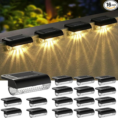 Mancra Solar Step Lights Outdoor, Solar Deck Lights Waterproof Outdoor Lighting for Patio Fence Stairs Post Railing Yard and Garden (Warm White, 16 Pack)