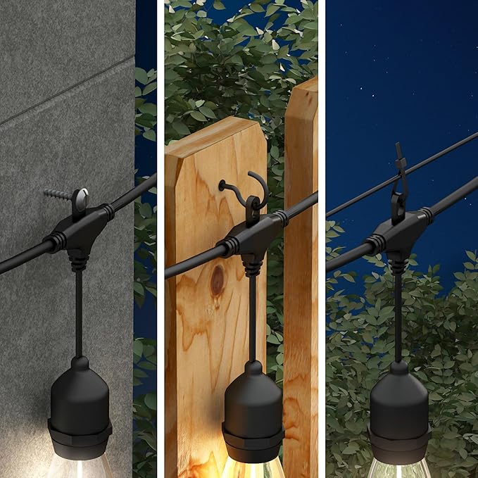 artika Blaze 20 LED Bulbs 42 ft Outdoor Solar String Lights - Dusk to Dawn - Matte Black