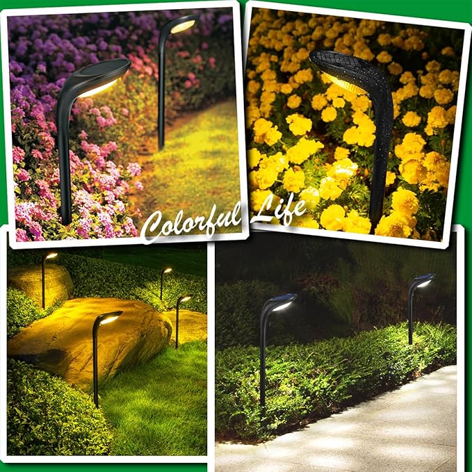 Solar Outdoor Pathway Lights, 4 Pack, Waterproof IP65, Stylish Snake Head Shape Design, Warm/Cool Light Dual Modes Switchable, Efficient Landscape Lighting for Garden, Walkway, Patio