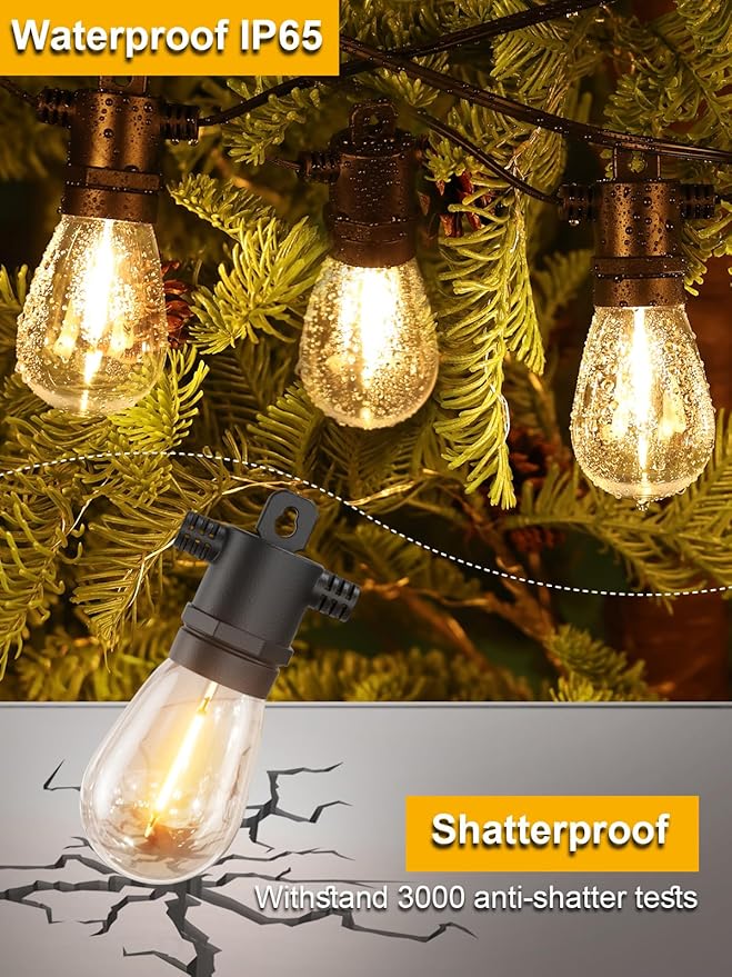 Svater 200FT Patio Lights + 50FT G40 Solar String Lights Outdoor with Remote | Lumora