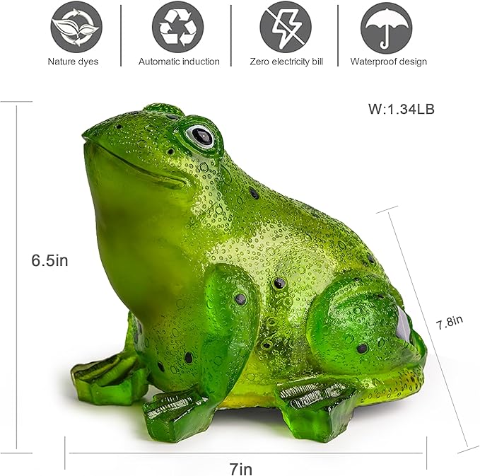 TIJNN Solar Frog Lights Deck Decorative Lighting Statue Lawn Patio Backyard Outdoor Garden Decoration Housewarming | Lumora